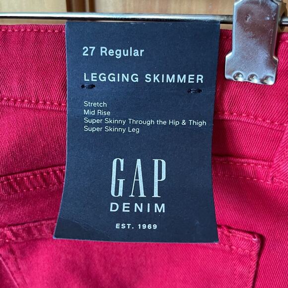 GAP Denim Legging Skimmer Stretch Red Jeans Size 27 Regular New - Picture 7 of 7